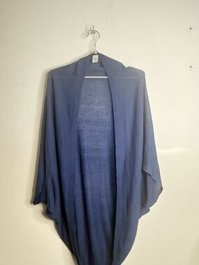 J. Jill Navy Blue Open-Front Draped Poncho